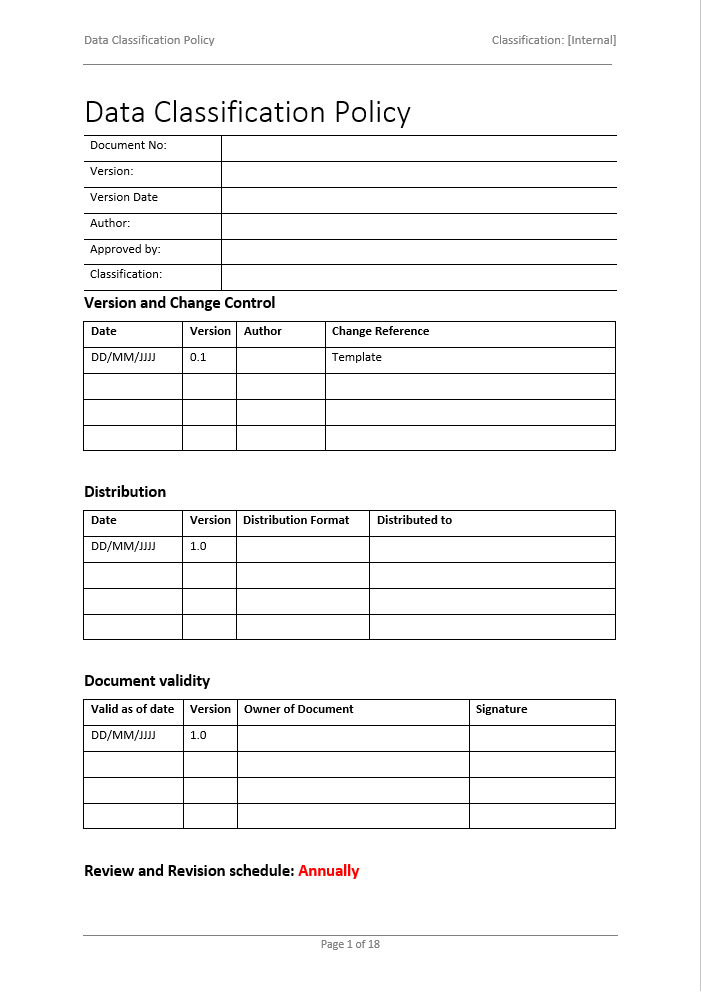 Data Classification Policy Template