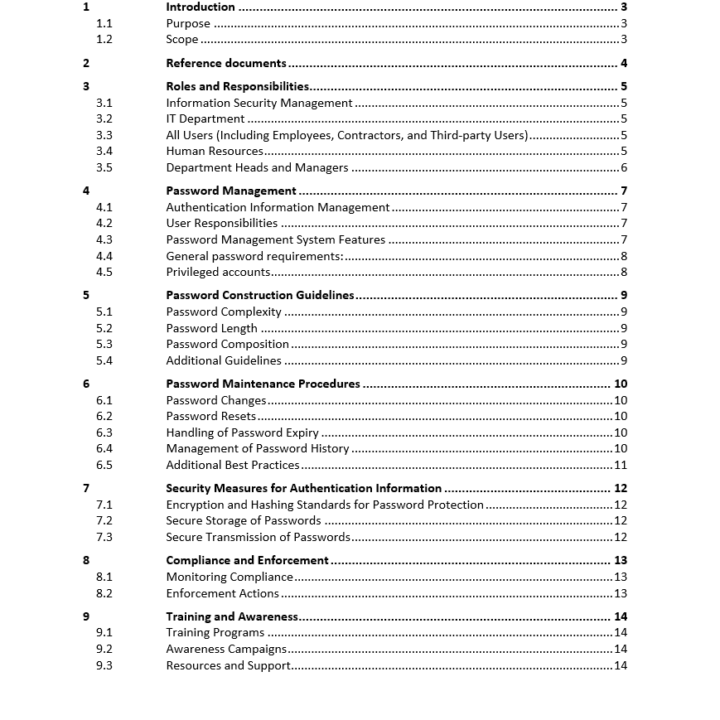 iso 27001 password policy template