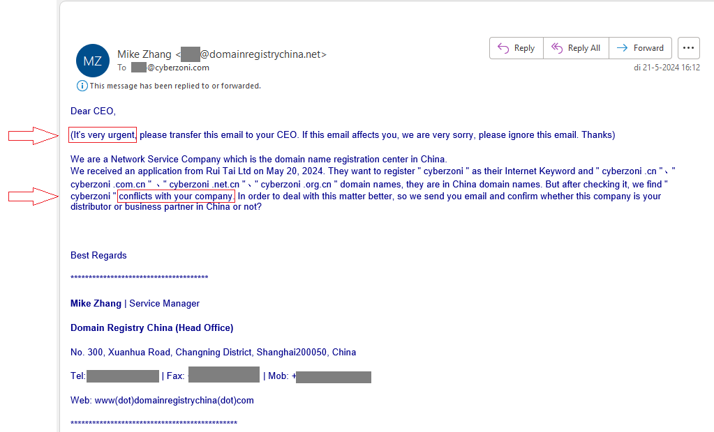Chinese Domain Name Scams 2 Chinese Domain Registrar Spam Cyberzoni