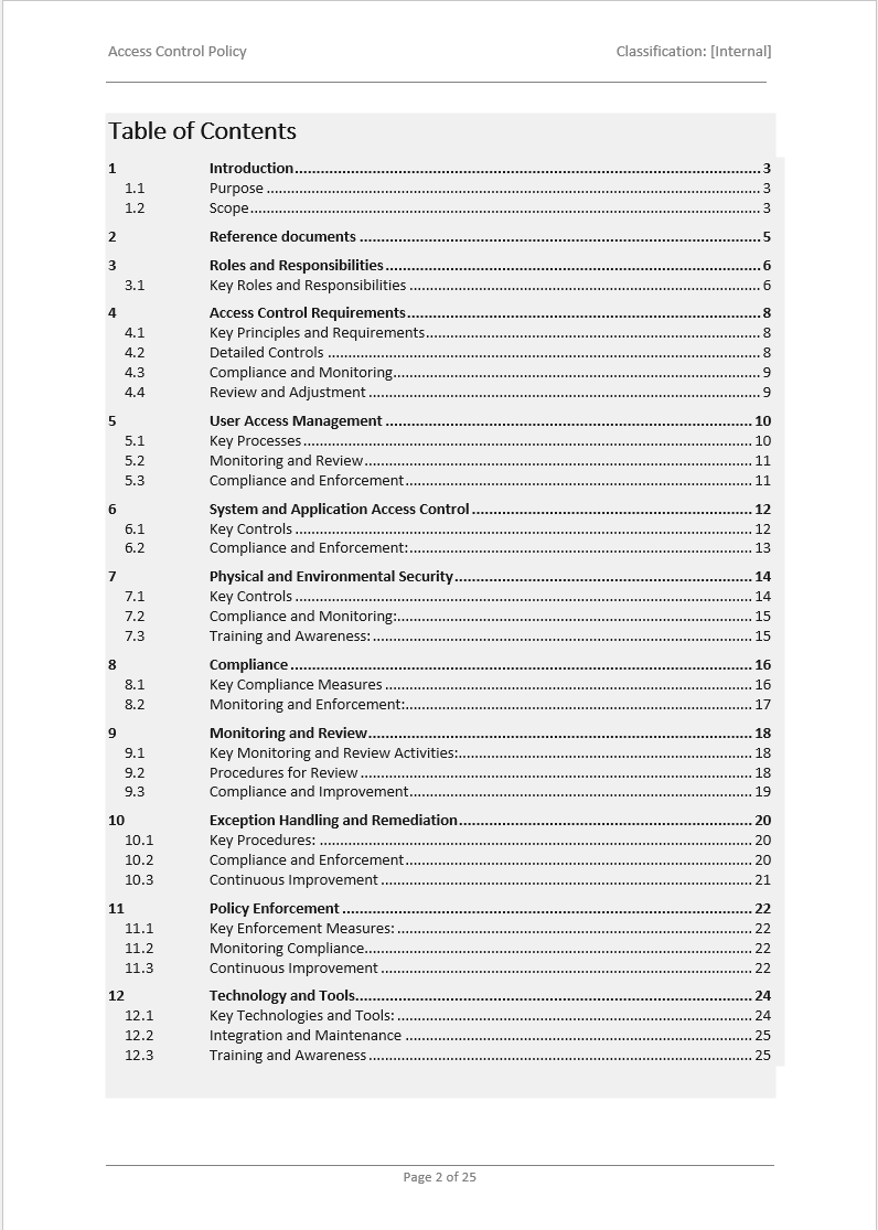 iso 27001 access control policy template