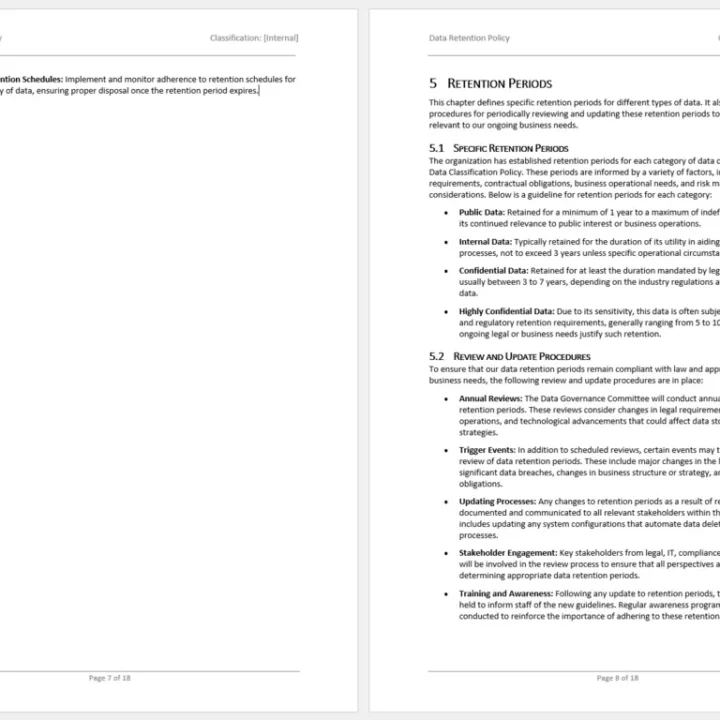 sample data retention policy template