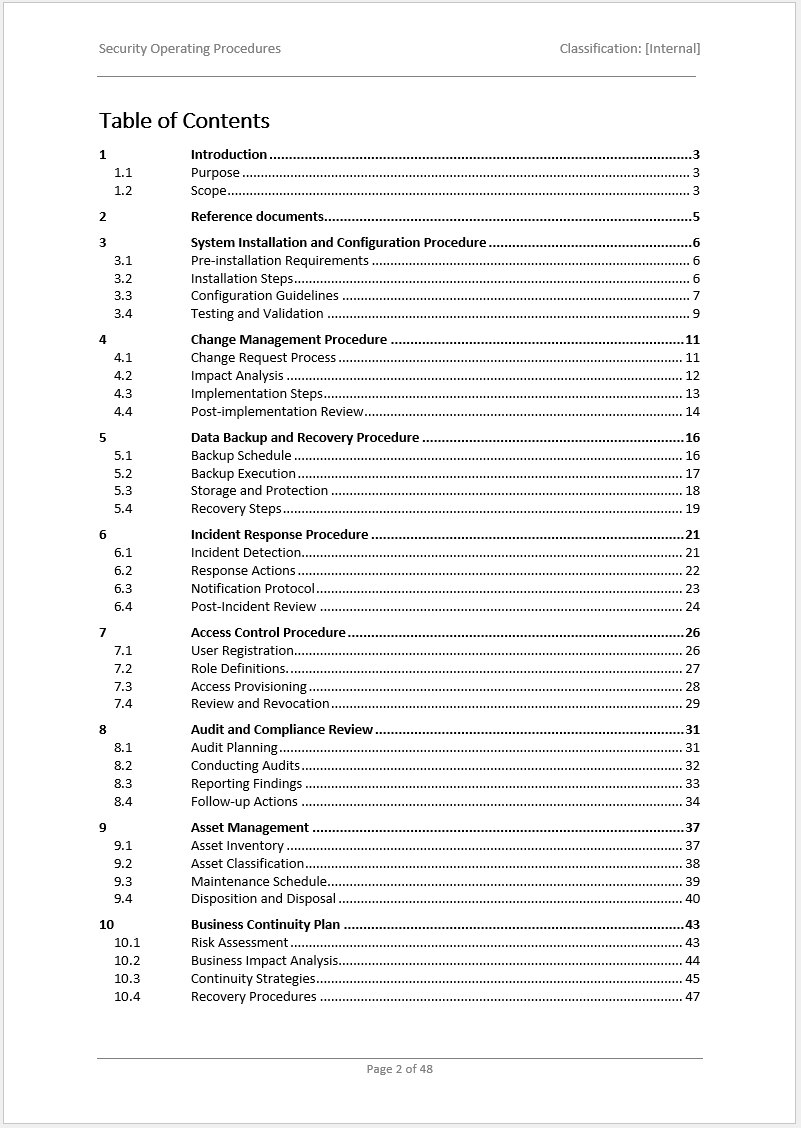 documented operating procedures iso 27001