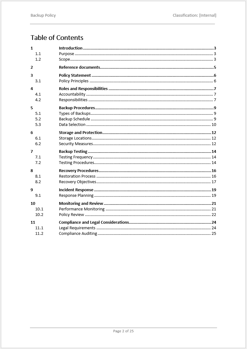 iso 27001 backup policy template