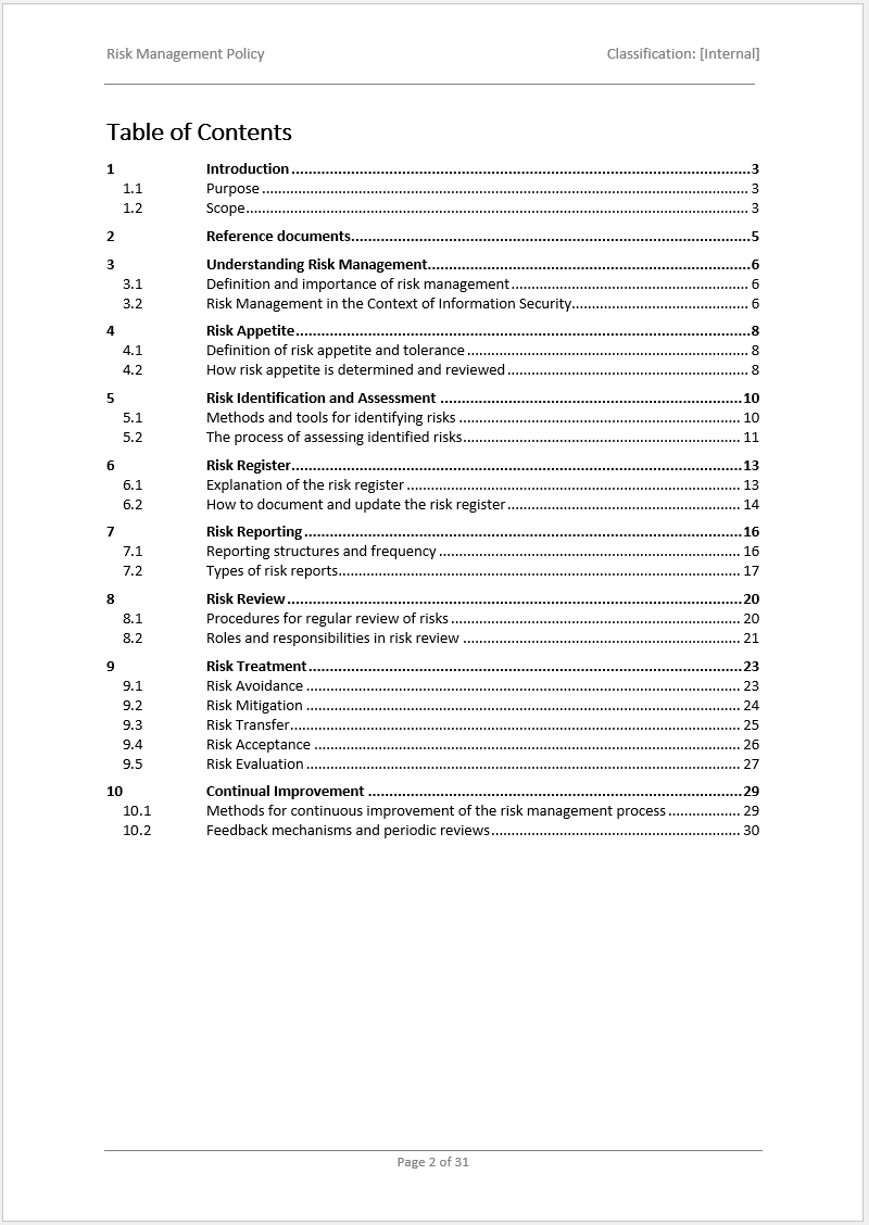 risk management policy template iso 27001