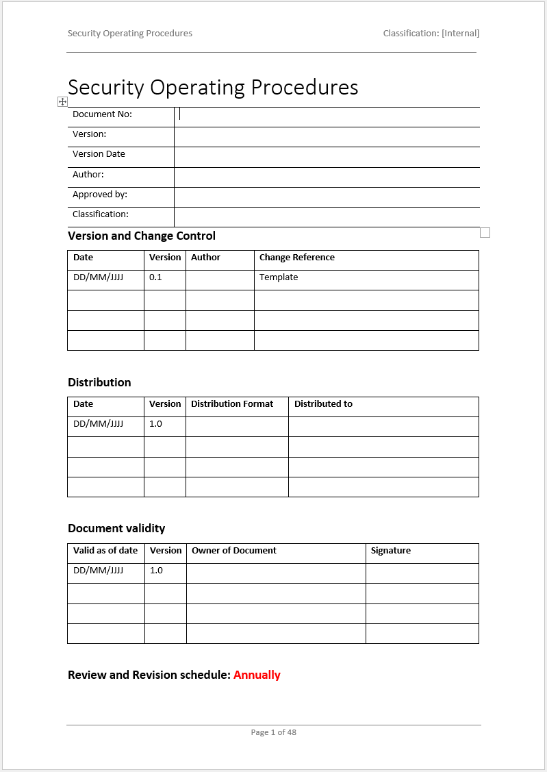 security operating procedures template