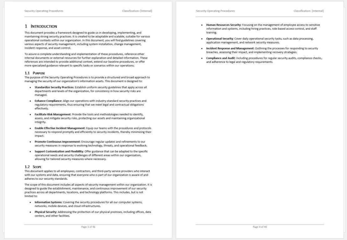 security operating procedures template 3 Example Of The Security Operating Procedures Template Chapter 1