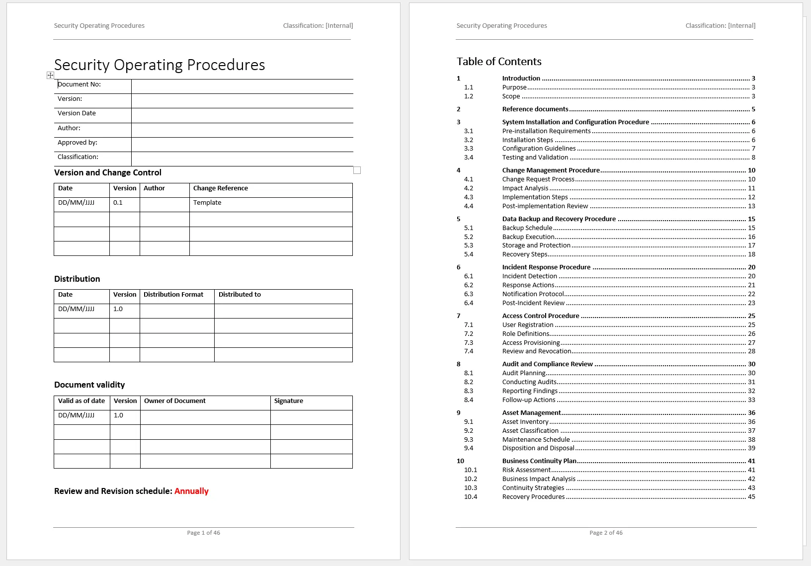 security operating procedures template 1 Preview Of The Front Page Of Security Operating Procedures Template