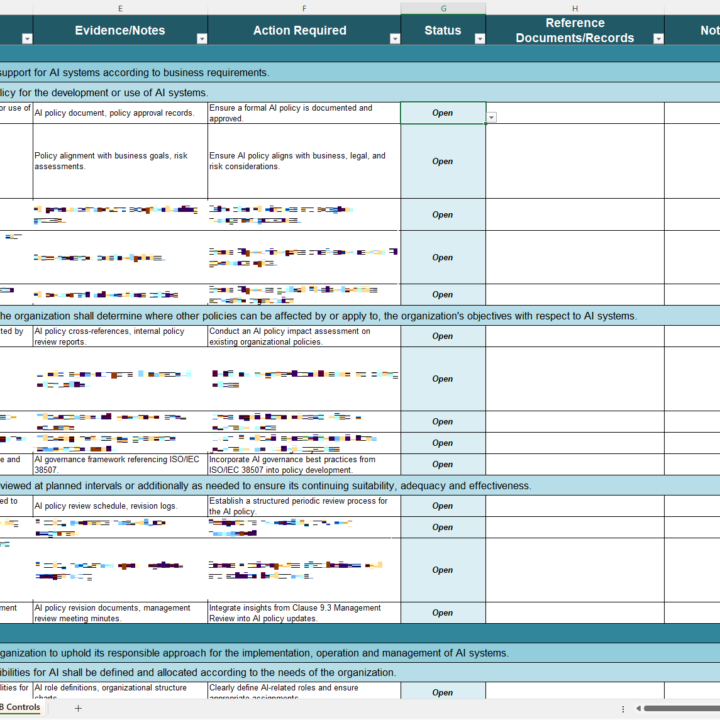 iso 42001 checklist excel