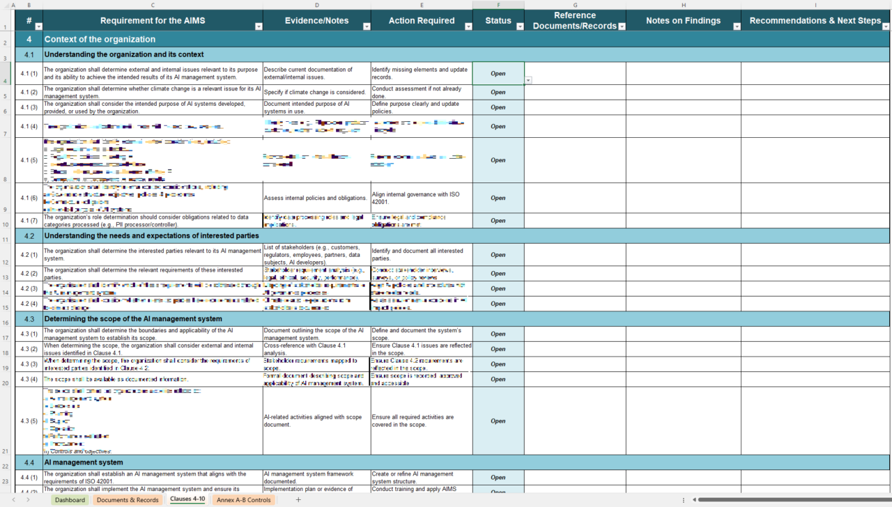 Iso 42001 Checklist Template