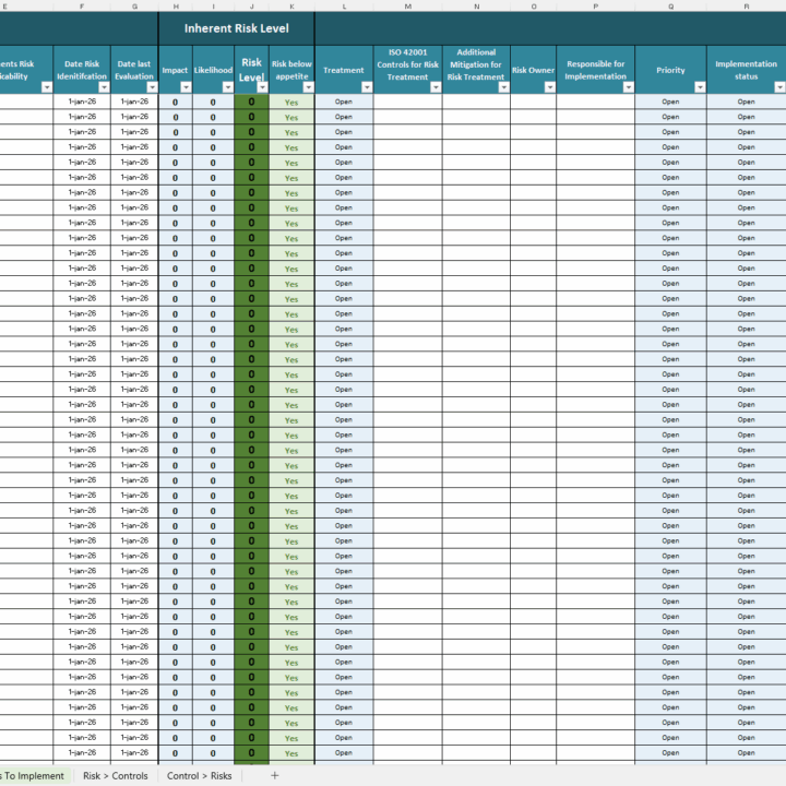 iso 42001 risk assessment blank register